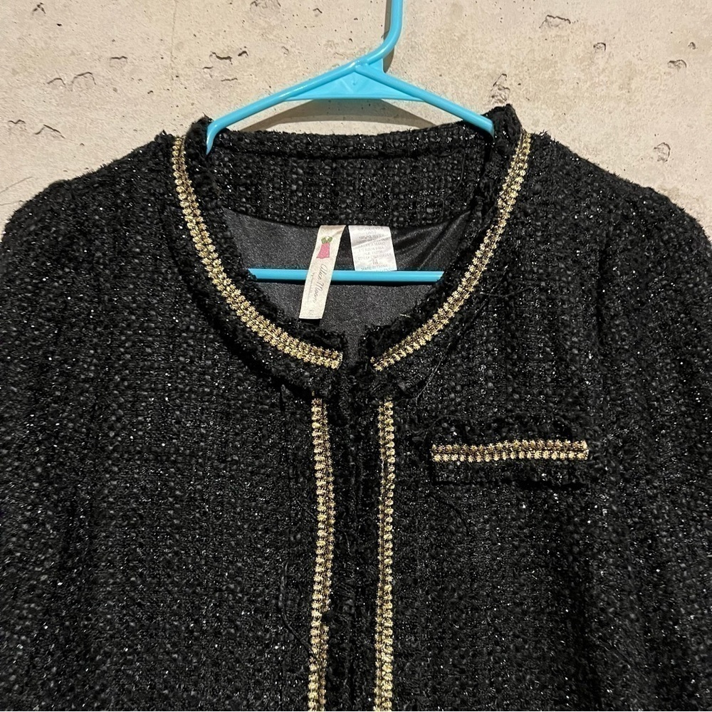 Alice Moon by Moon Collection Black Sparkle Tweed Blazer Jacket Size Medium - Picture 2 of 11